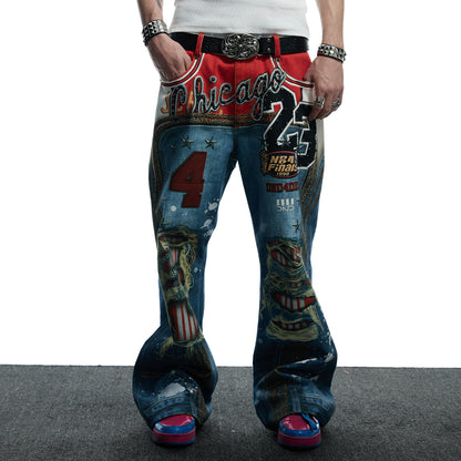 Bull Leopard Print Ripped Pants
