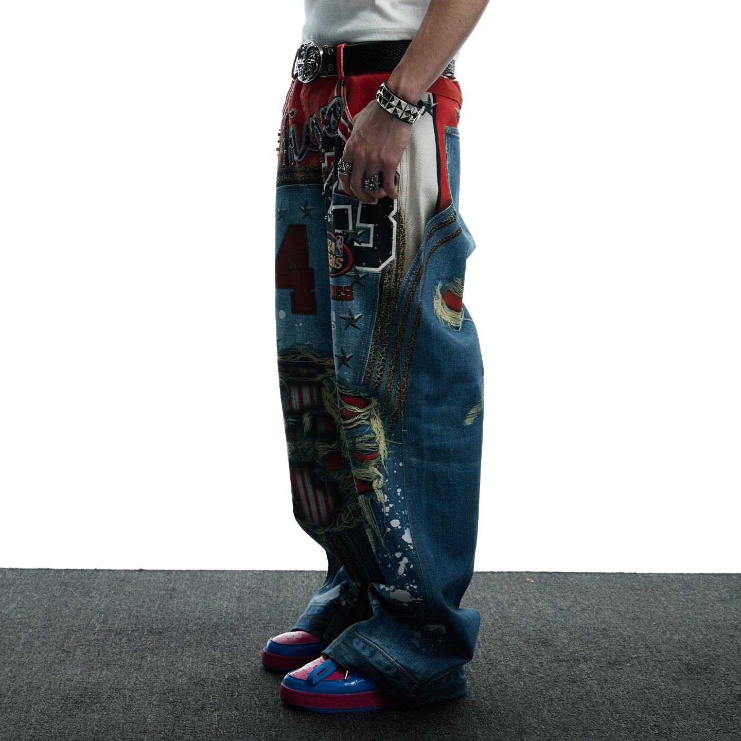 Bull Leopard Print Ripped Pants