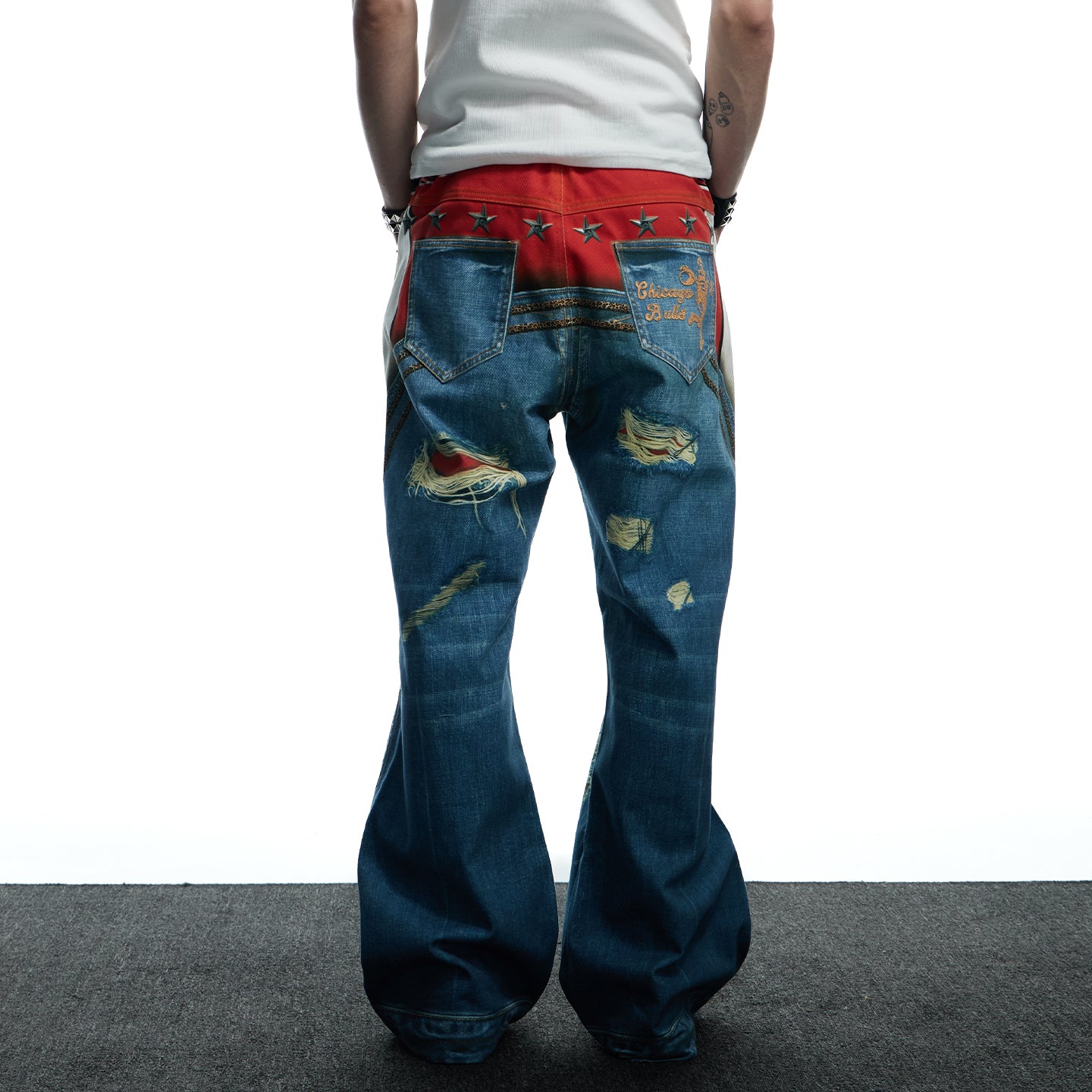 Bull Leopard Print Ripped Pants
