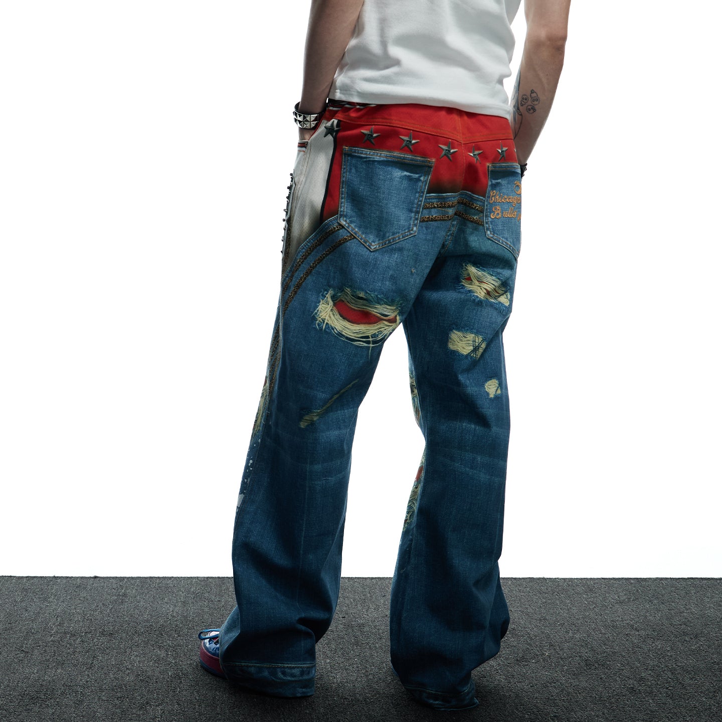 Bull Leopard Print Ripped Pants