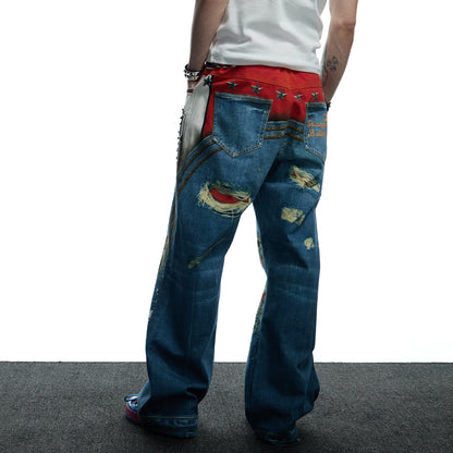 Bull Leopard Print Ripped Pants