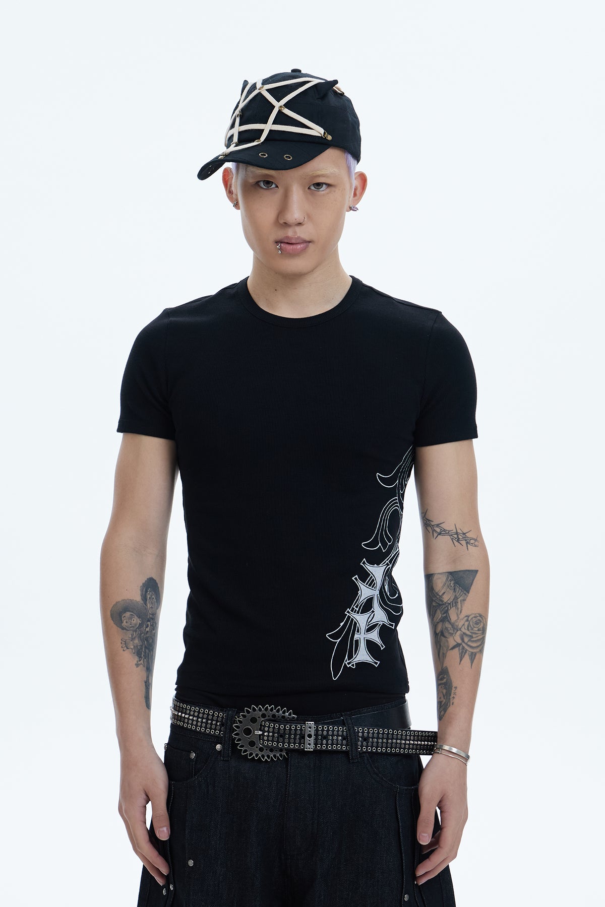 Cross Side Graphic Slim Fit Top
