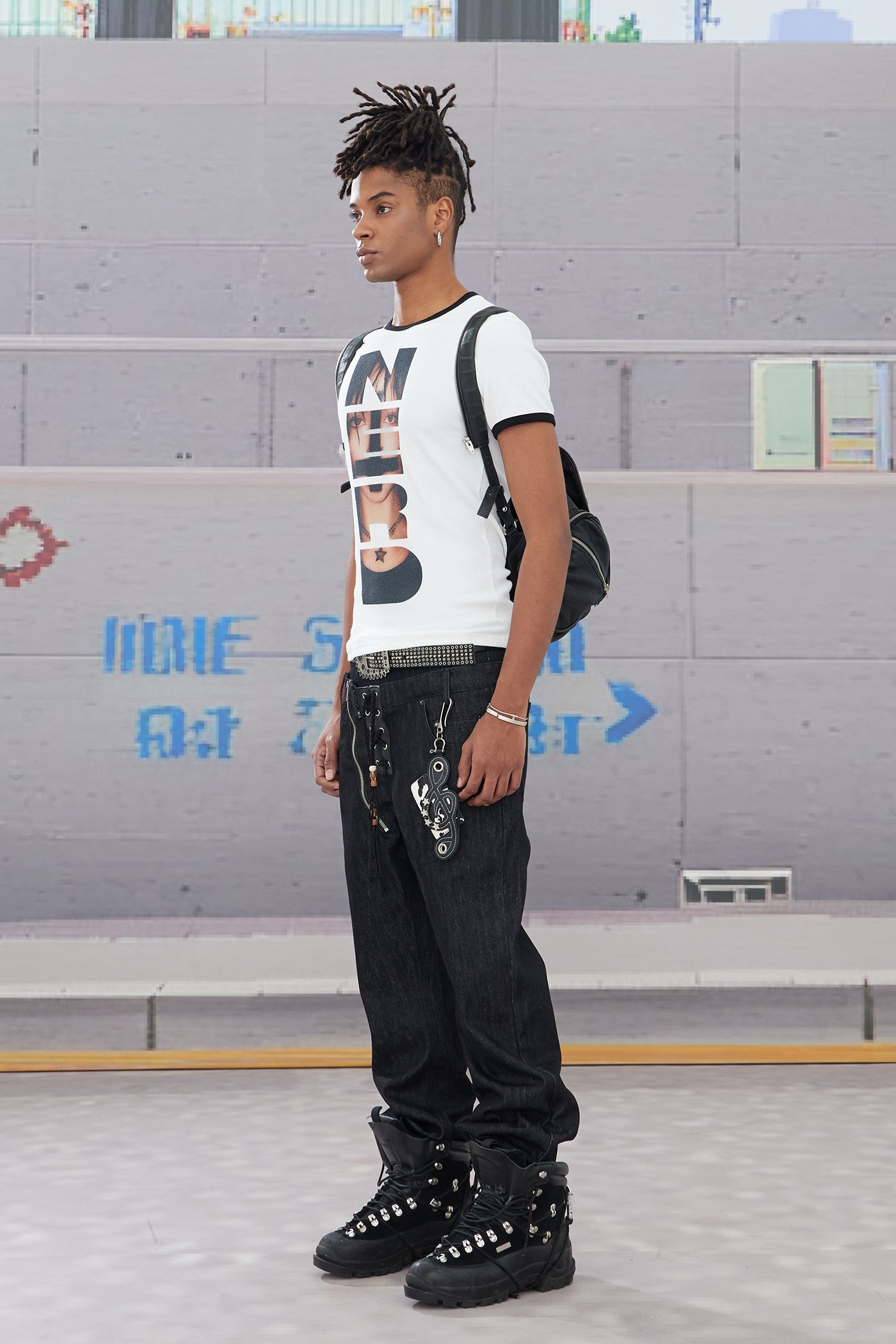 NERD Gothic Portrait Slim Fit Ribbed Trim T-Shirt