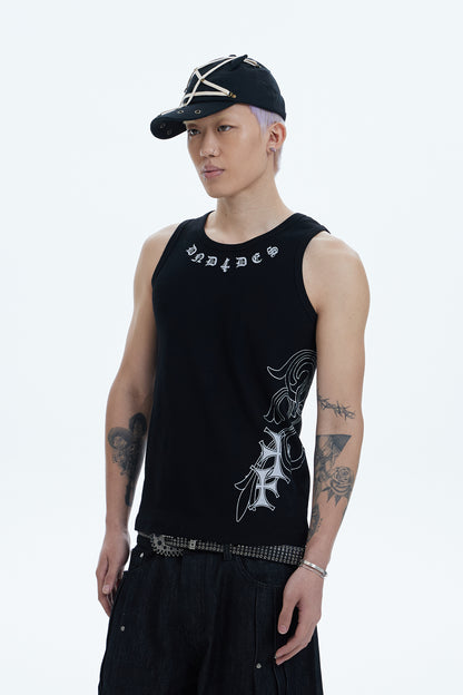 DND4DES Cross Side Graphic Tank Top