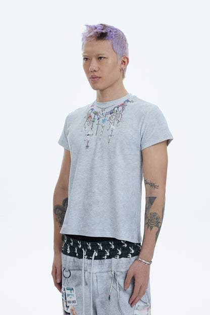 Y2K Layered-Chain Silm Fit T-shirt