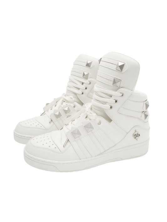 DND4DES x LELOSANGE Royal Studded Oversized Tongue Platform Mid-Top Sneakers