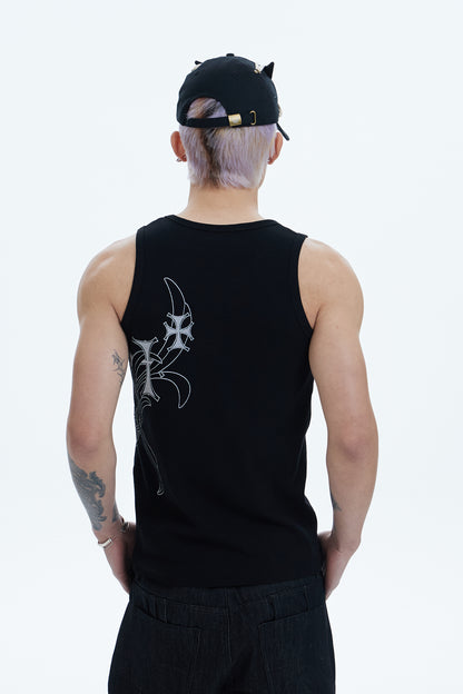 DND4DES Cross Side Graphic Tank Top