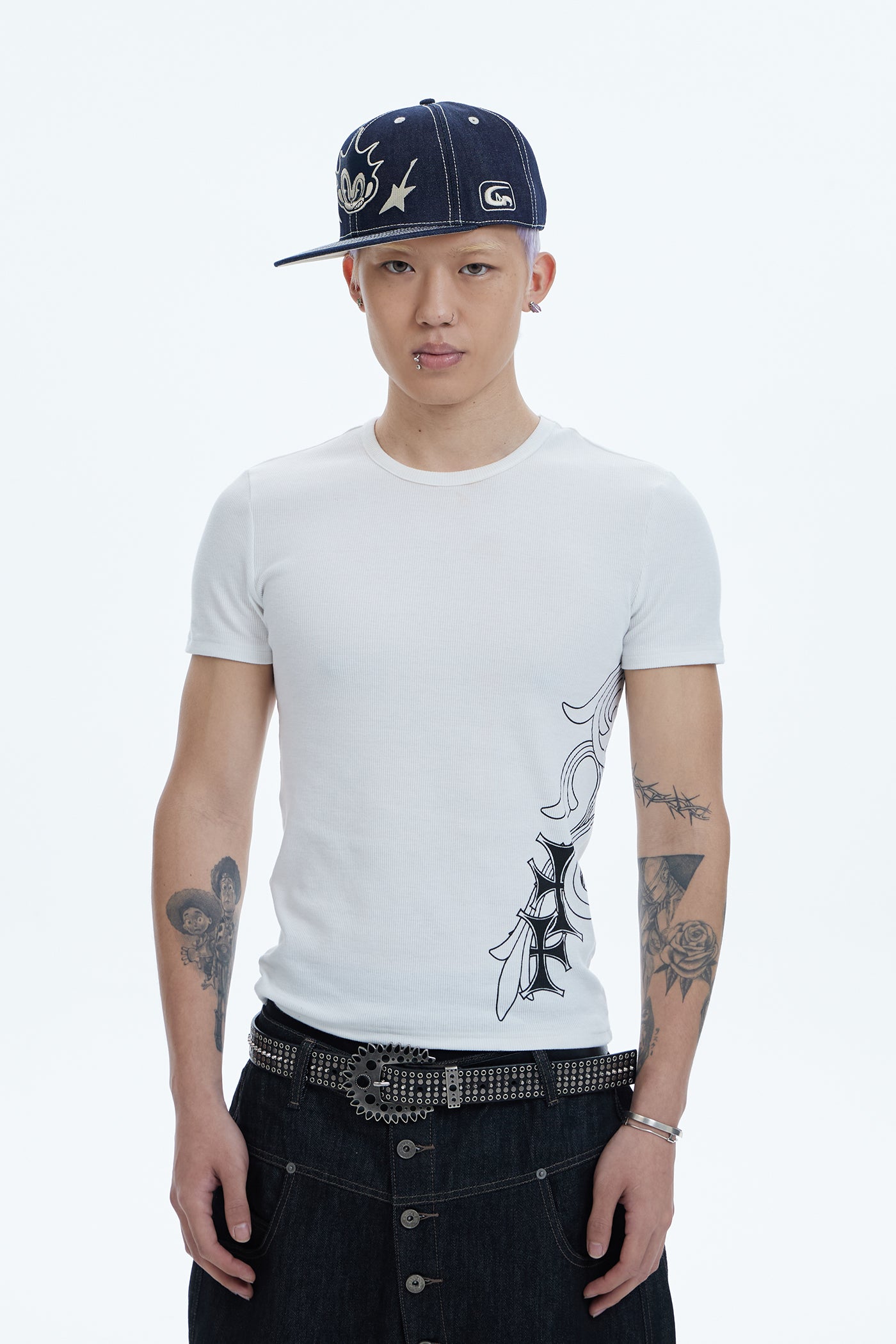 Cross Side Graphic Slim Fit Top