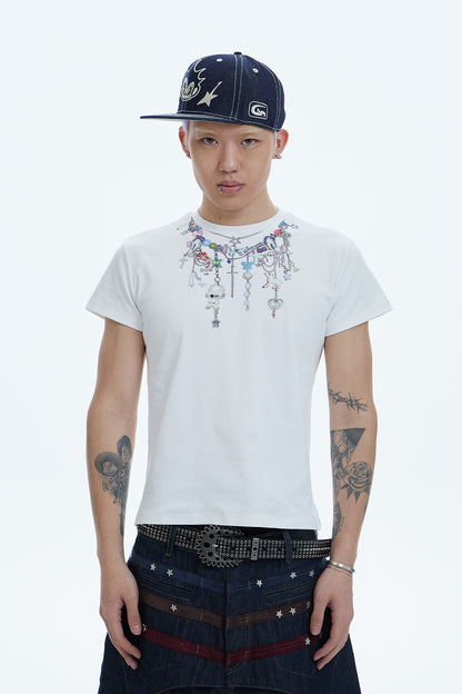 Y2K Layered-Chain Silm Fit T-shirt