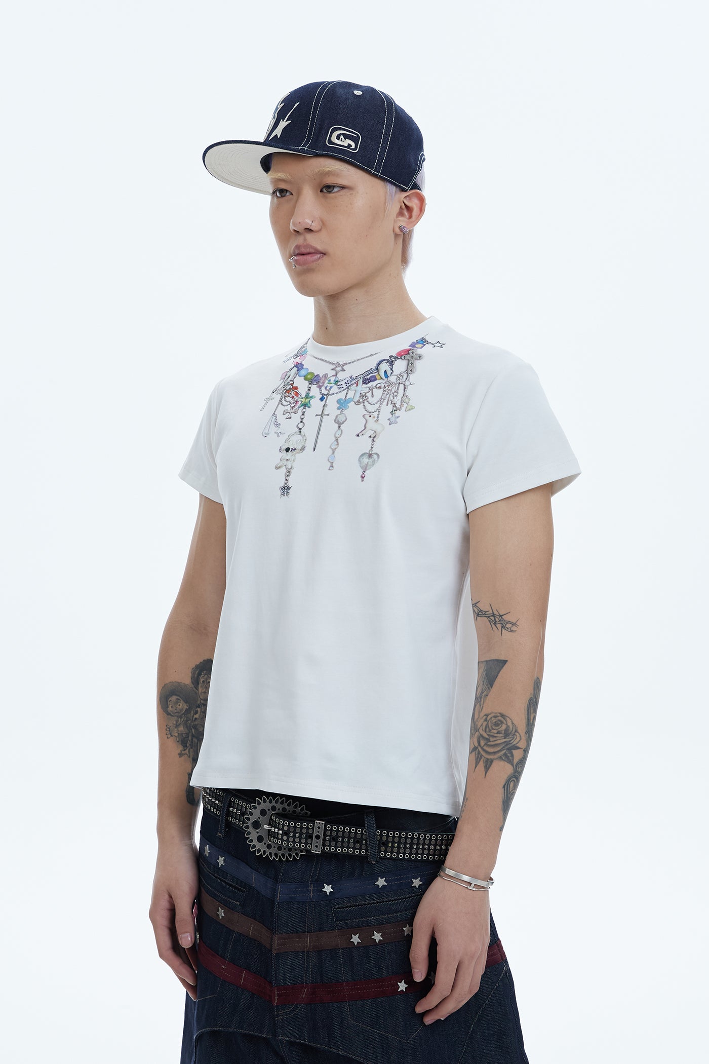 Y2K Layered-Chain Silm Fit T-shirt