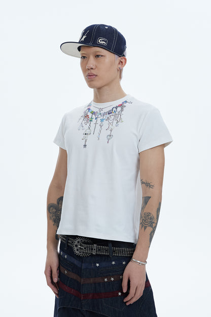 Y2K Layered-Chain Silm Fit T-shirt