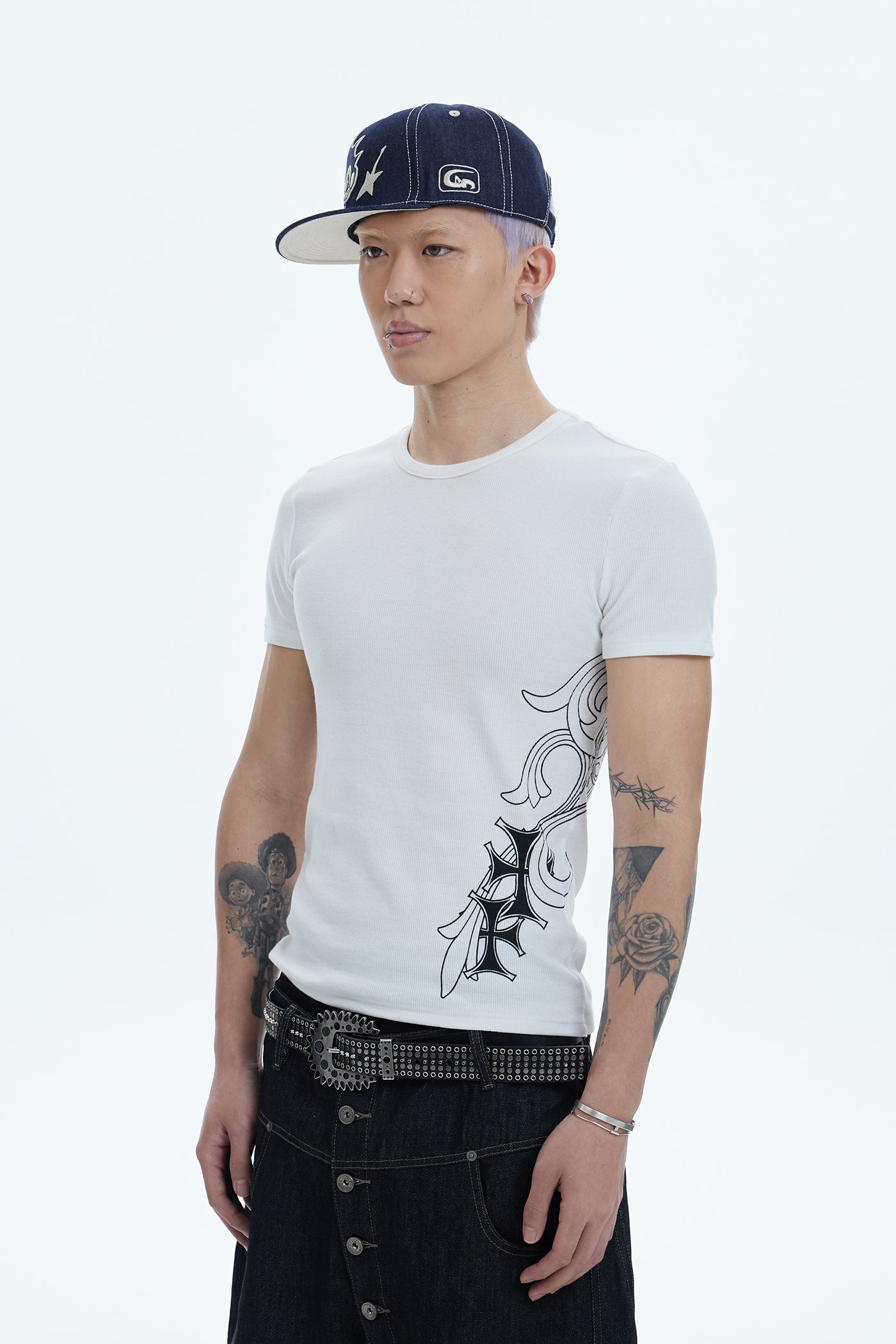 Cross Side Graphic Slim Fit Top