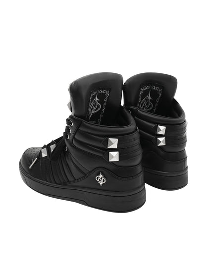 DND4DES x LELOSANGE Royal Studded Oversized Tongue Platform Mid-Top Sneakers