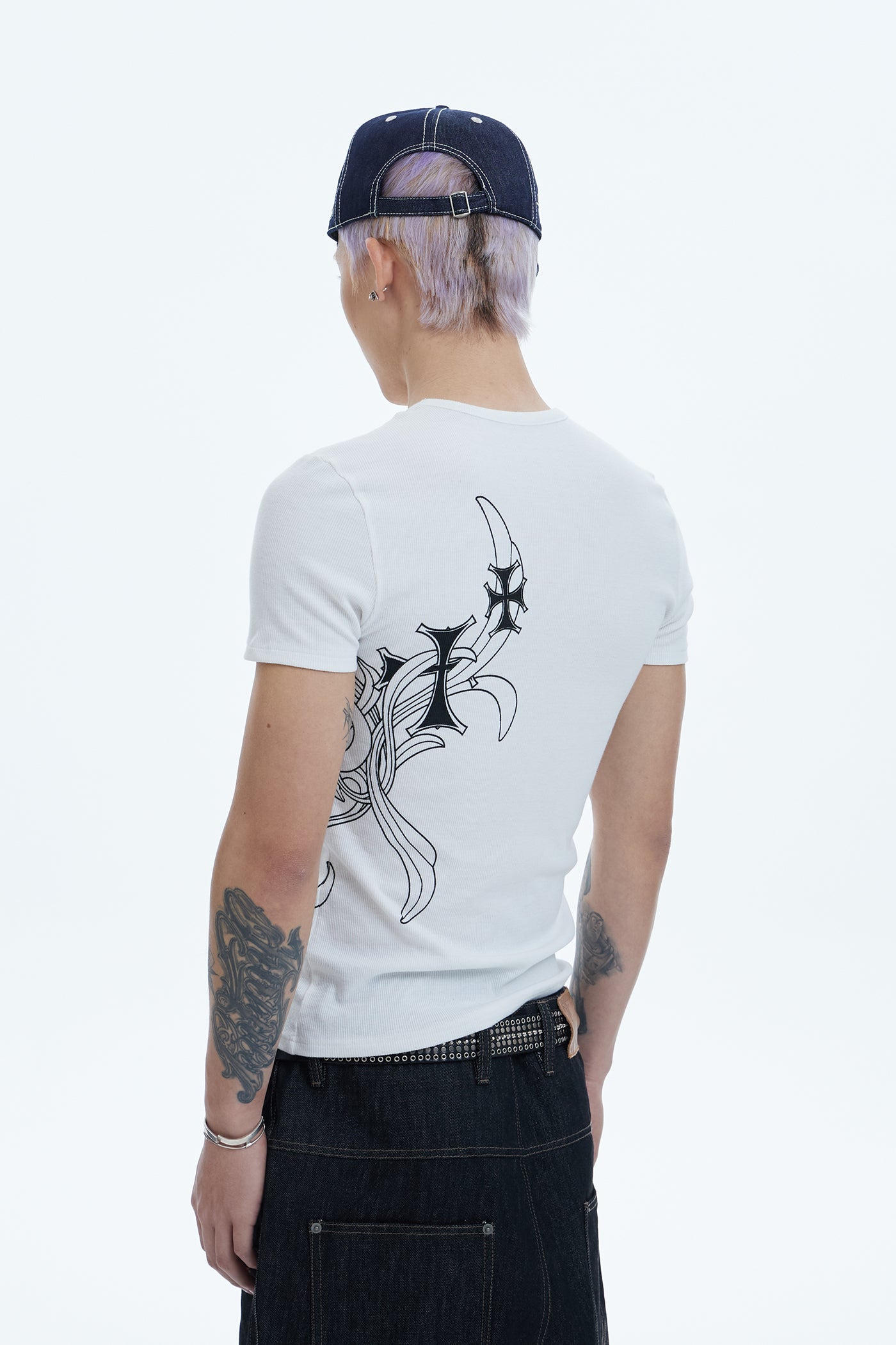 Cross Side Graphic Slim Fit Top