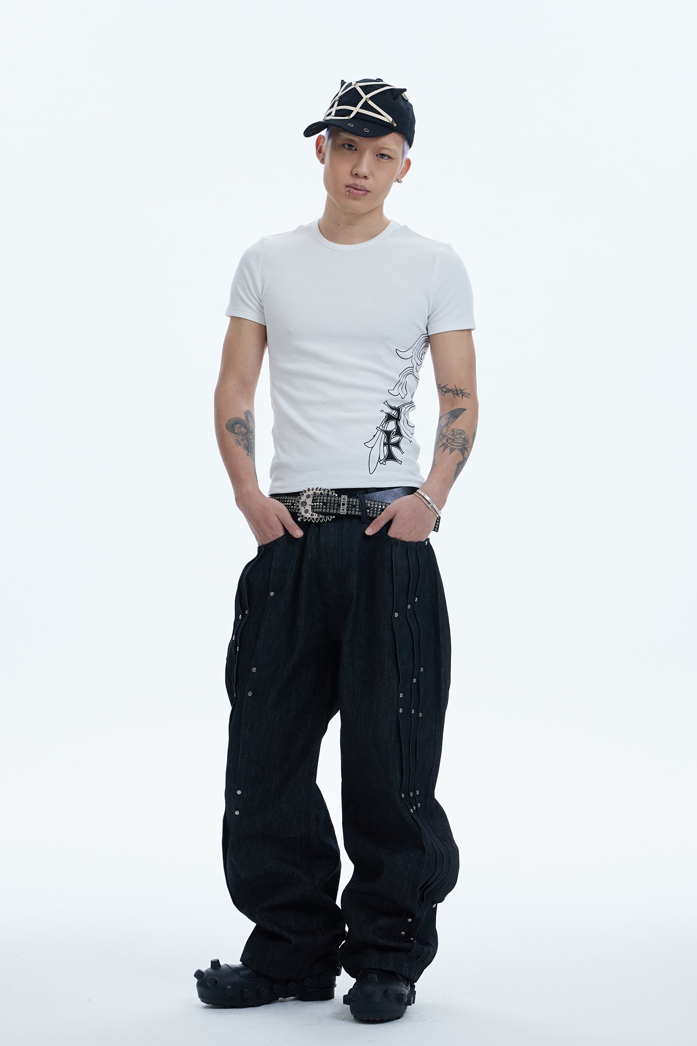 Cross Side Graphic Slim Fit Top