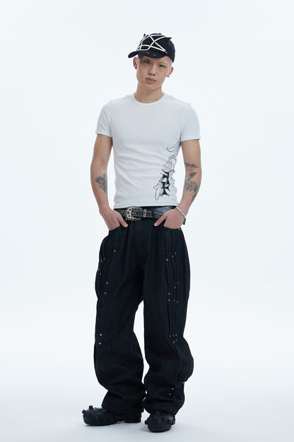 Cross Side Graphic Slim Fit Top