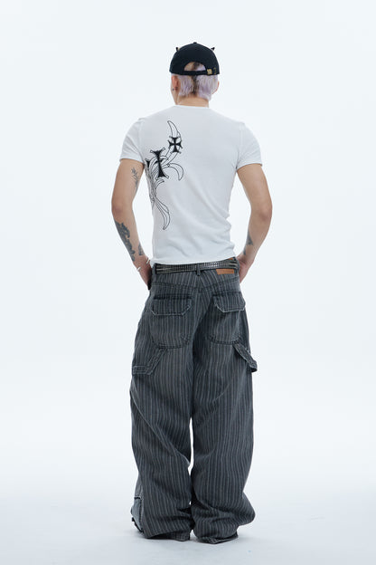 Cross Side Graphic Slim Fit Top