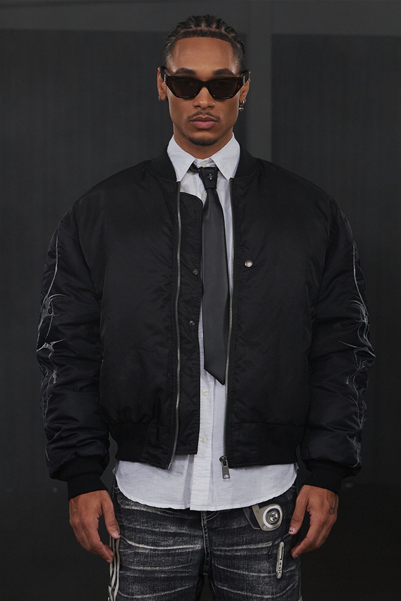 Graffiti Embroidered Huge Arms Bomber