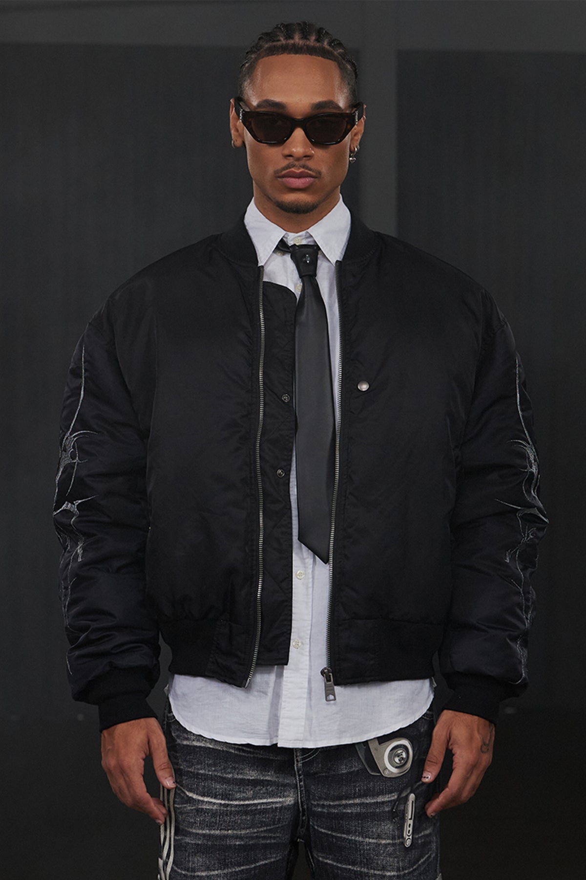 Graffiti Embroidered Huge Arms Bomber