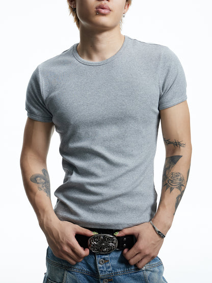 Basic Ribbed T-shirt - 3 COLOR
