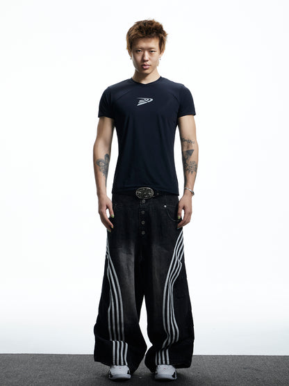 Reflective Print Slim Sports T-shirt