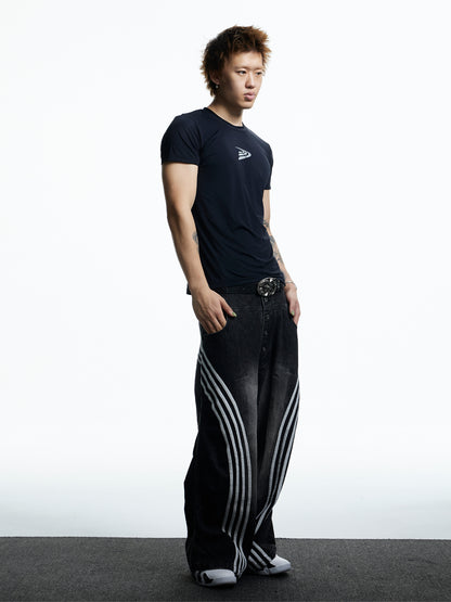 Reflective Print Slim Sports T-shirt