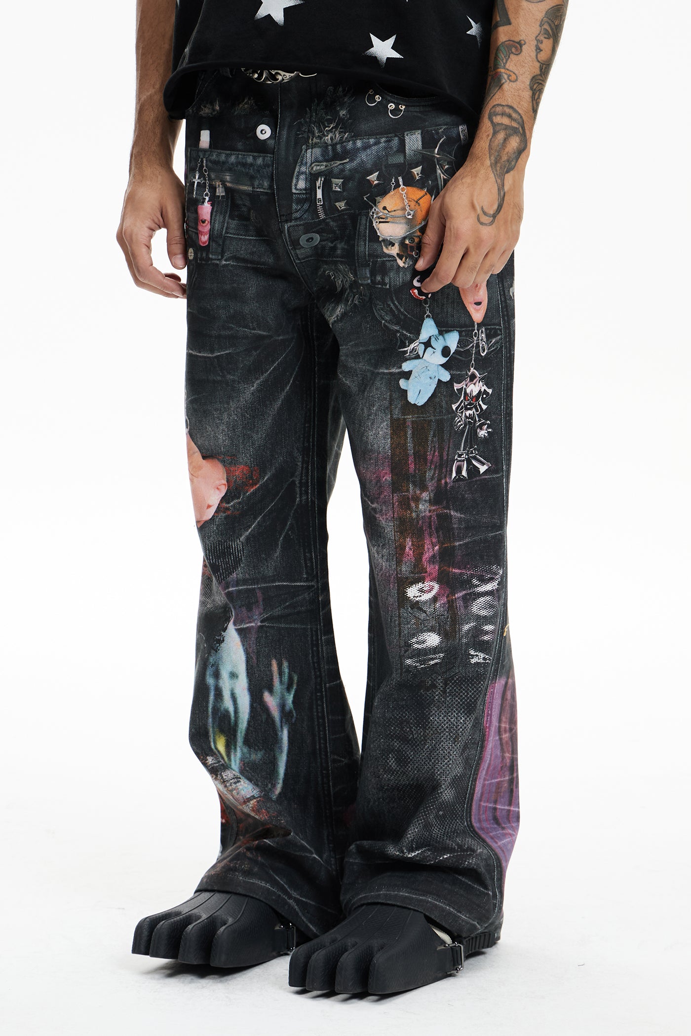 Multi-Pendant Cyber Toxin Three Waistband Printed Pants