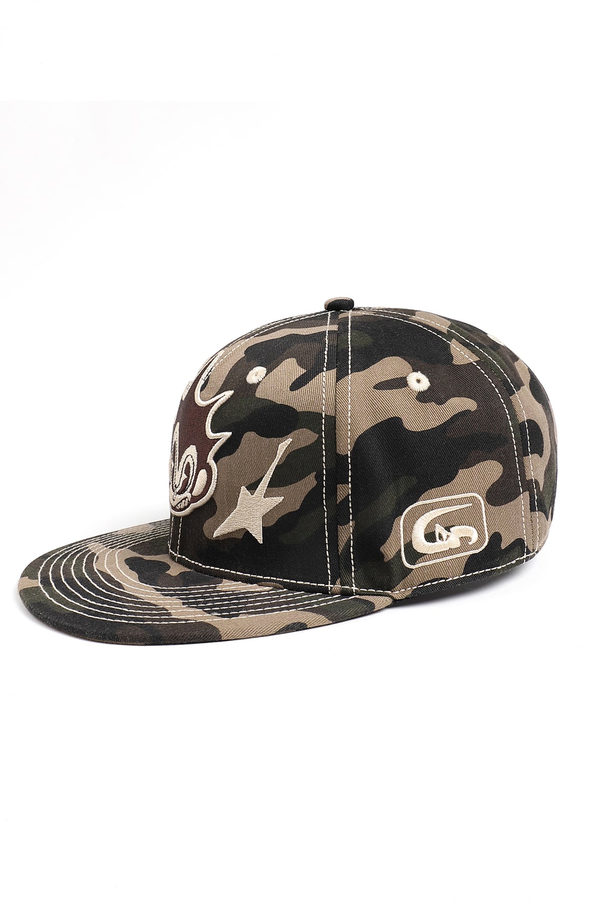 "D-alien" Camo Embroidered 6-Panel Strapback Cap