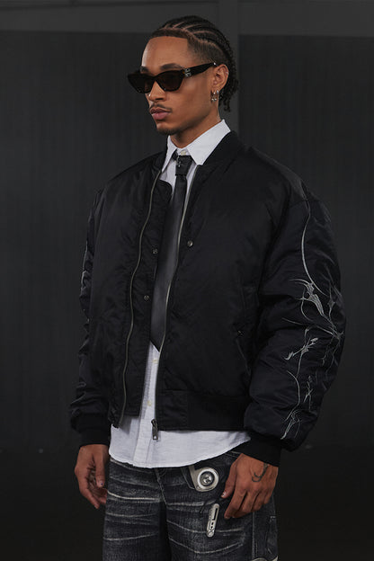 Graffiti Embroidered Huge Arms Bomber