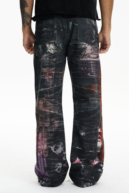 Multi-Pendant Cyber Toxin Three Waistband Printed Pants