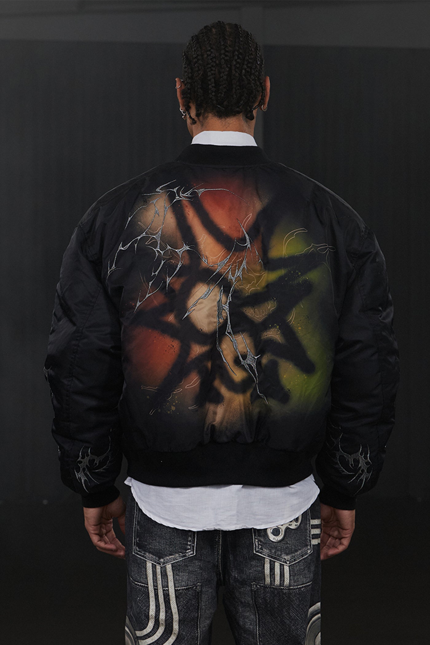Graffiti Embroidered Huge Arms Bomber
