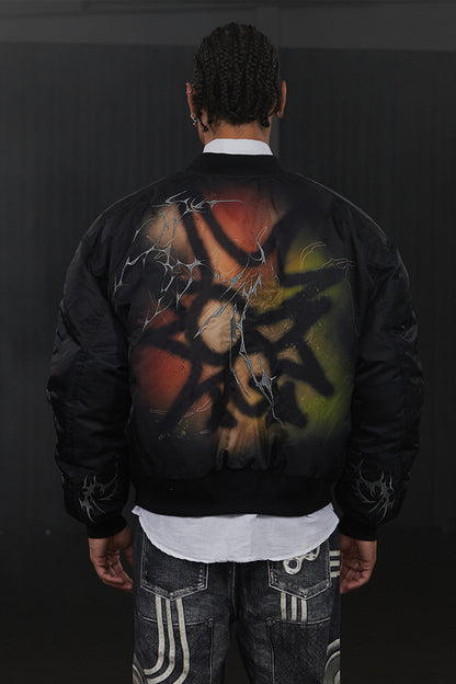 Graffiti Embroidered Huge Arms Bomber