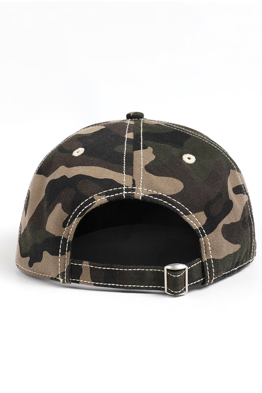 "D-alien" Camo Embroidered 6-Panel Strapback Cap