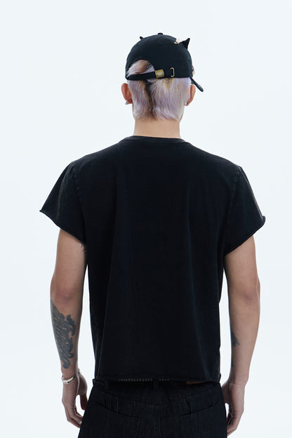 Punk Grailz Rolling Tongue Graphic Distressed Cut-Off Tee