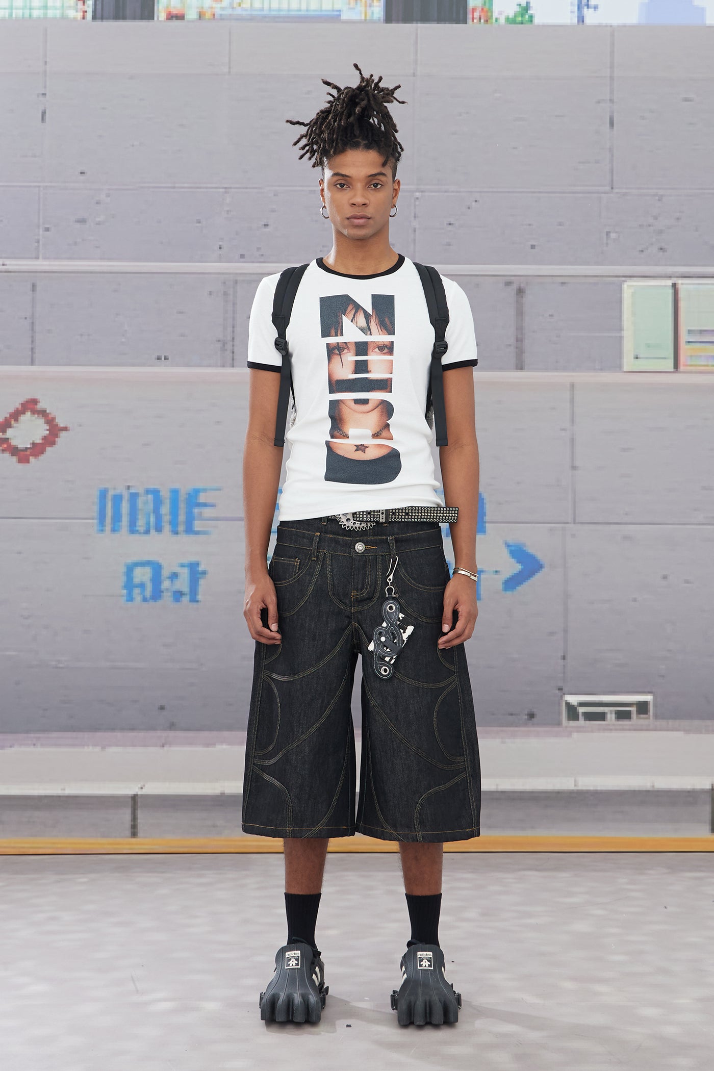 Deconstructed Bat-Shaped Raw Denim Jeans