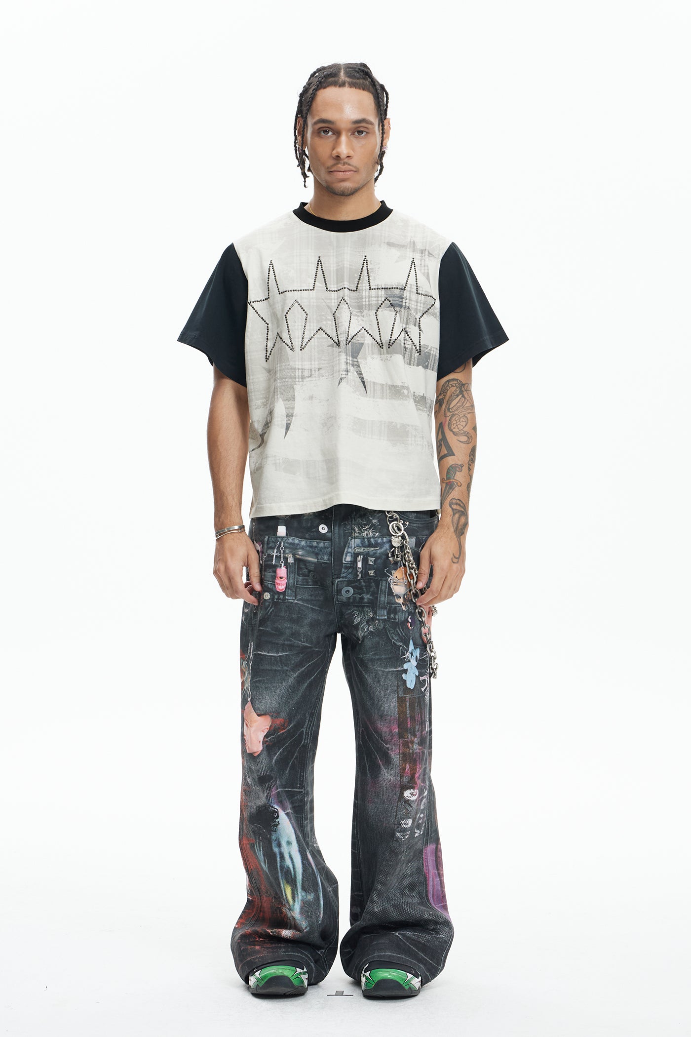 Multi-Pendant Cyber Toxin Three Waistband Printed Pants