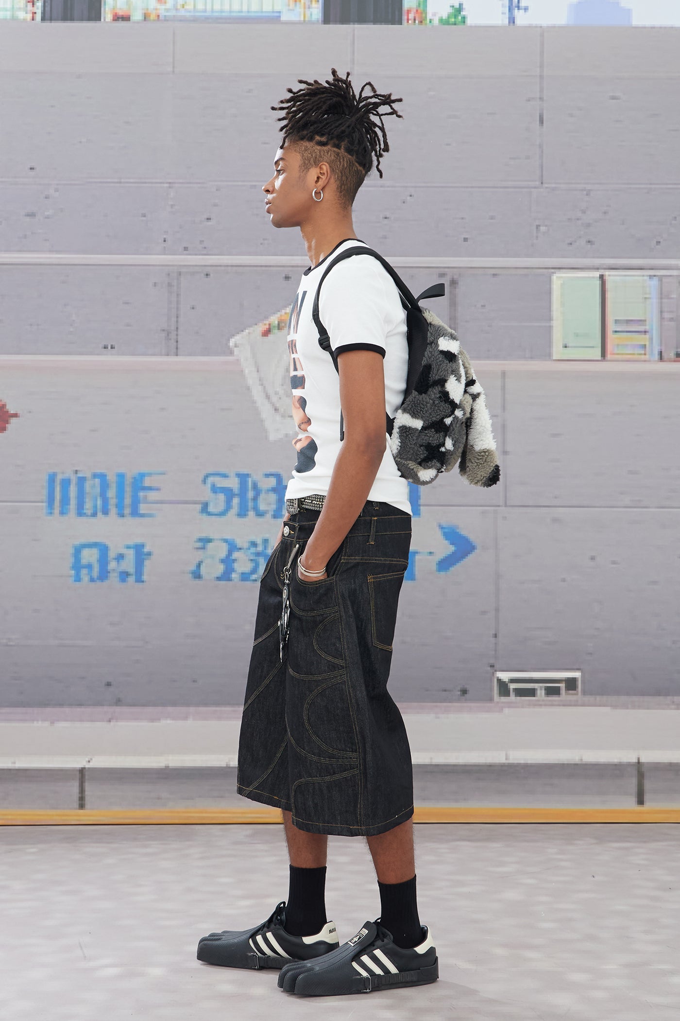 Deconstructed Bat-Shaped Raw Denim Jeans