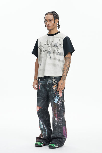 Multi-Pendant Cyber Toxin Three Waistband Printed Pants