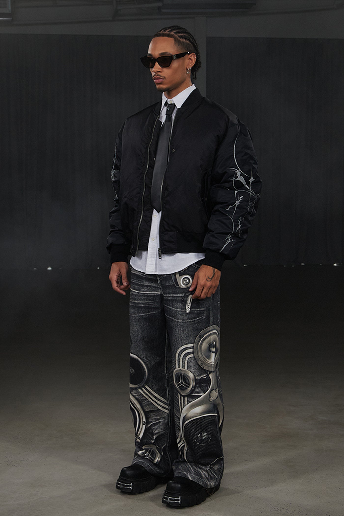 Graffiti Embroidered Huge Arms Bomber