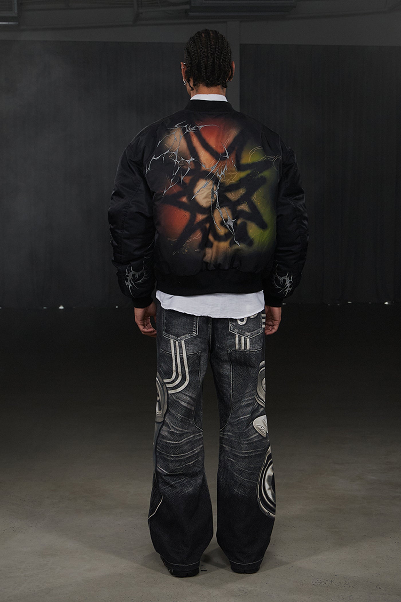 Graffiti Embroidered Huge Arms Bomber