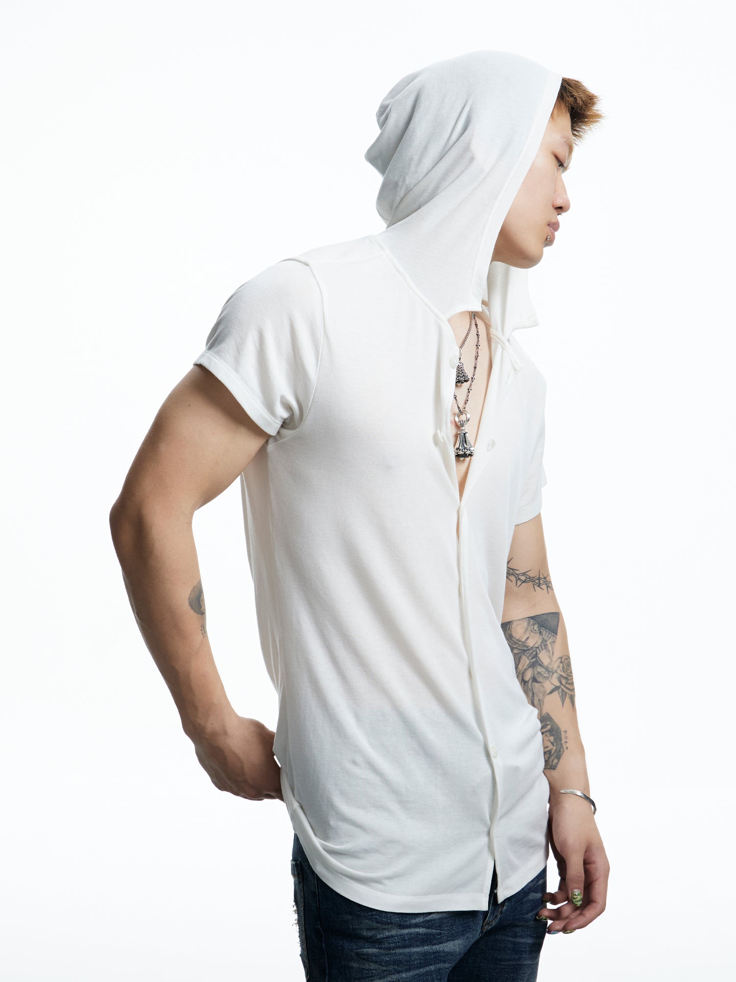 Hooded Ruched Cardigan