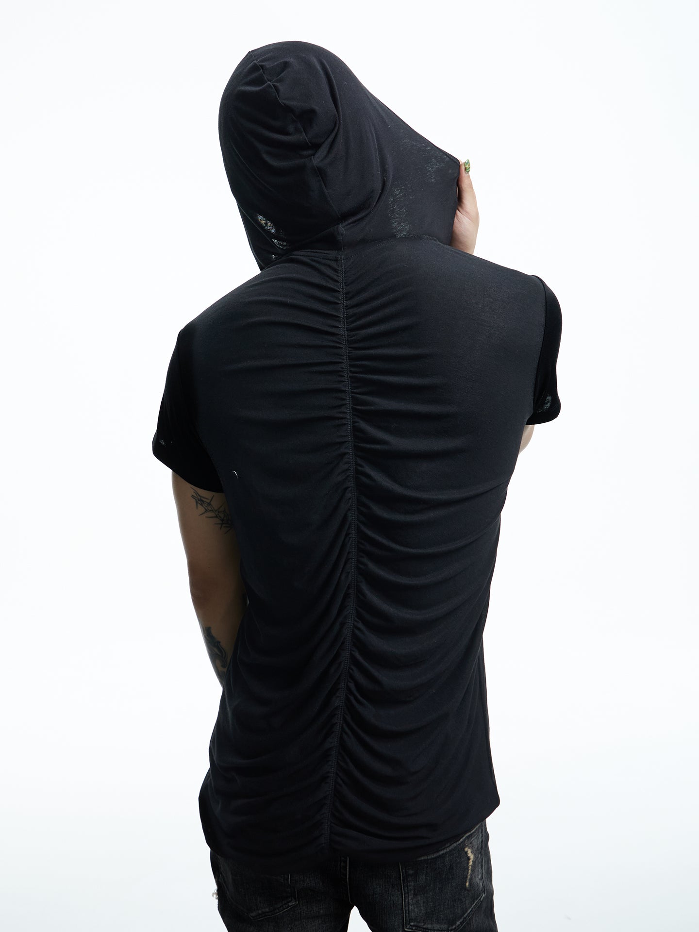Hooded Ruched Cardigan