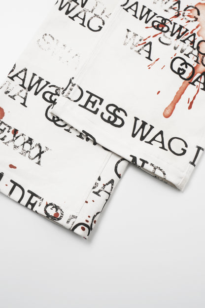 Graffiti Print Paint-Splatter Flared Jeans