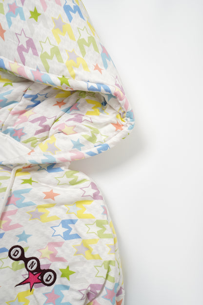 Pastel Houndstooth Hooded Padded Jacket