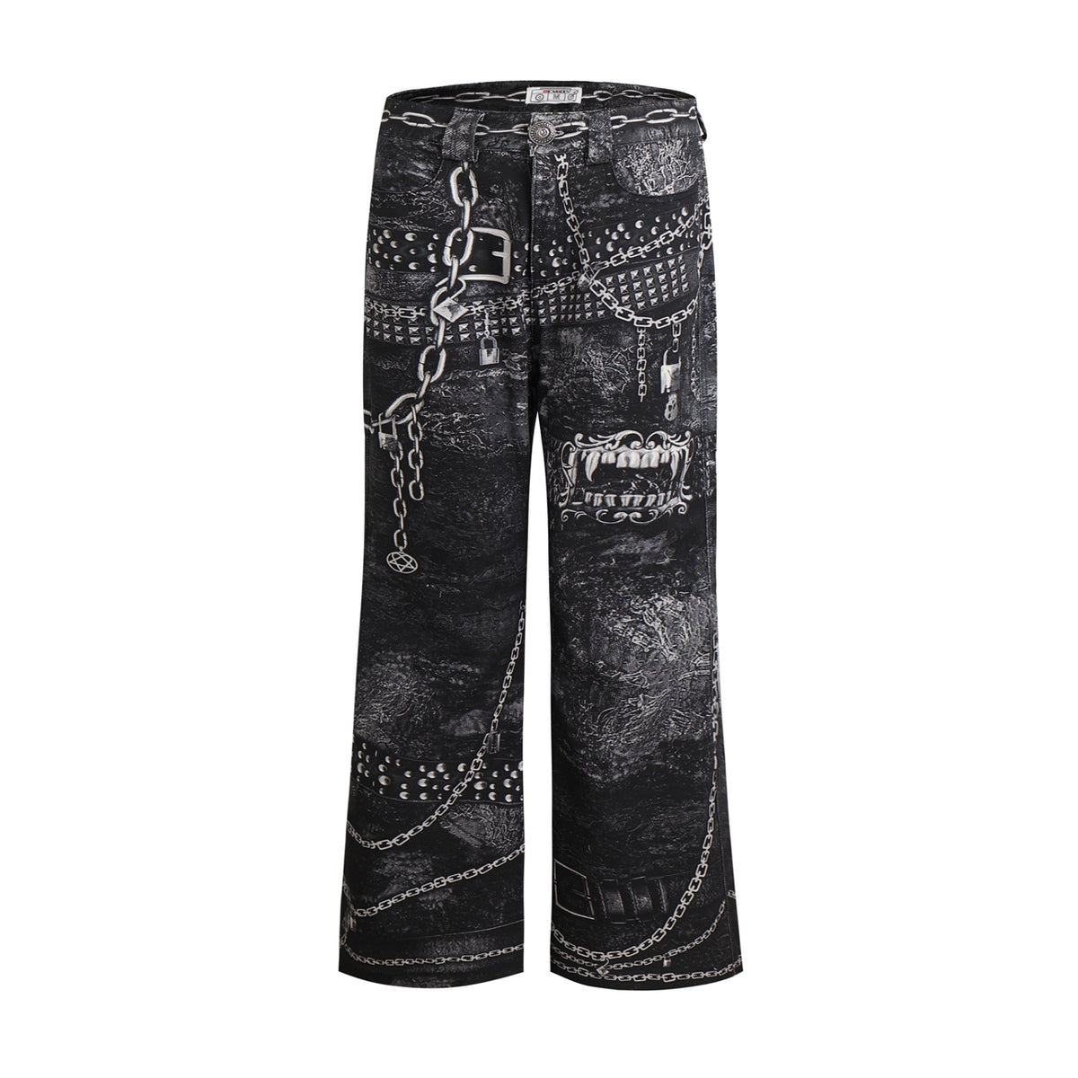 Multi Belts Chain Printed Jeans