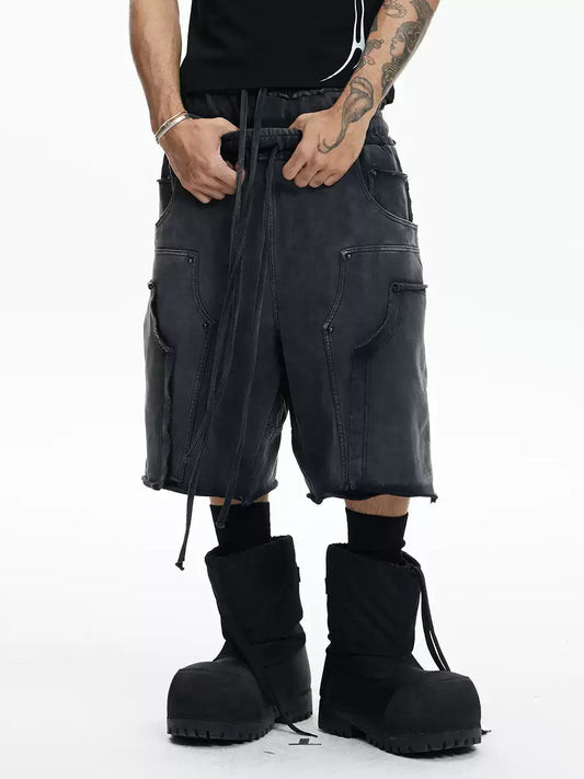 Deconstructed Double Waistband Logger Pocket 3/4 Pants