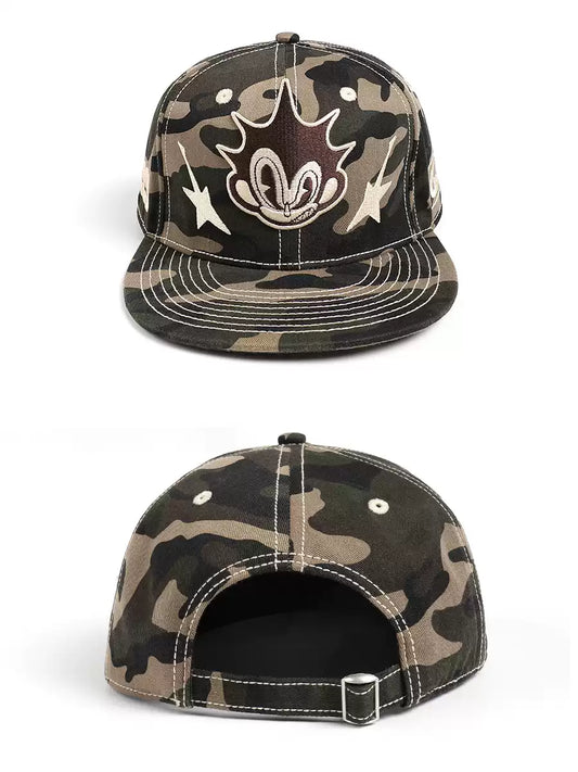 "D-alien" Camo Embroidered 6-Panel Strapback Cap