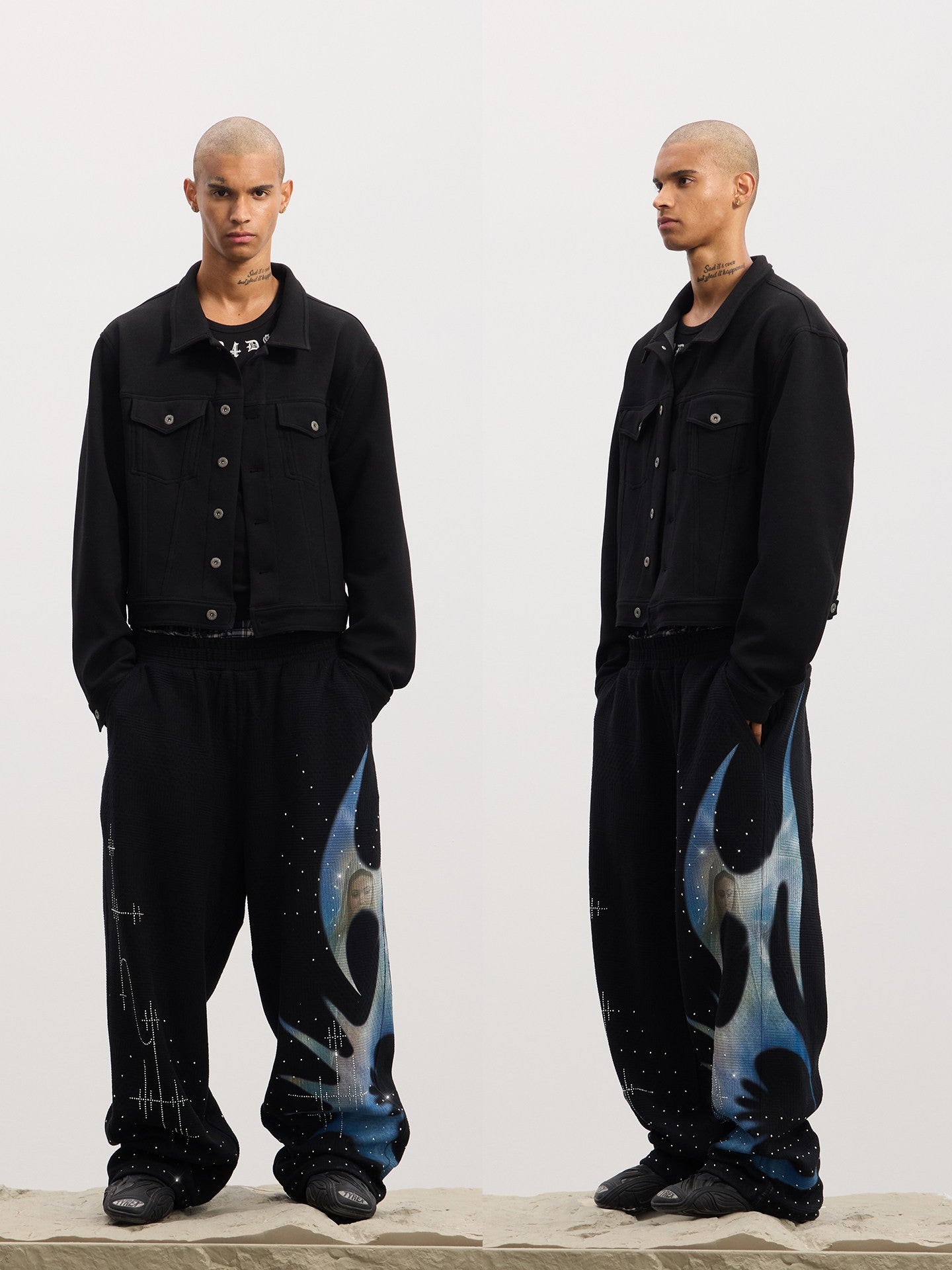 Dreamcore Virgin Mary Rhinestone Double-Waist Waffle Sweatpants