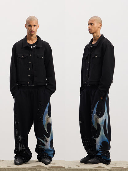 Dreamcore Virgin Mary Rhinestone Double-Waist Waffle Sweatpants