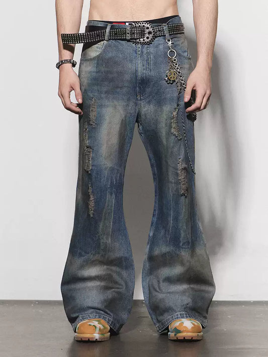 Distressed Dusty Flared Jeans